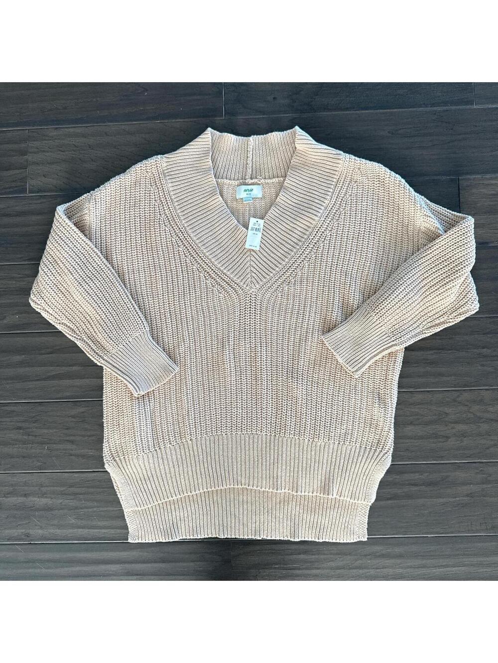 AERIE waffle weave sweater.